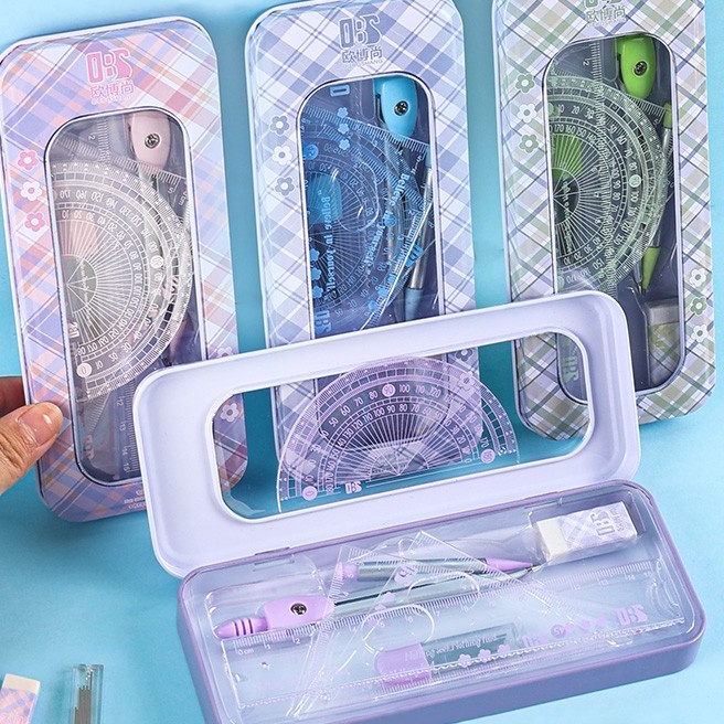 

KI3 Kompas set 8in1 Matematika set Penggaris set Jangka set Compass set Math set pensil bonus penggaris dan penghapus Alat Tulis kotak pensil logam sekolah kantor pelajar