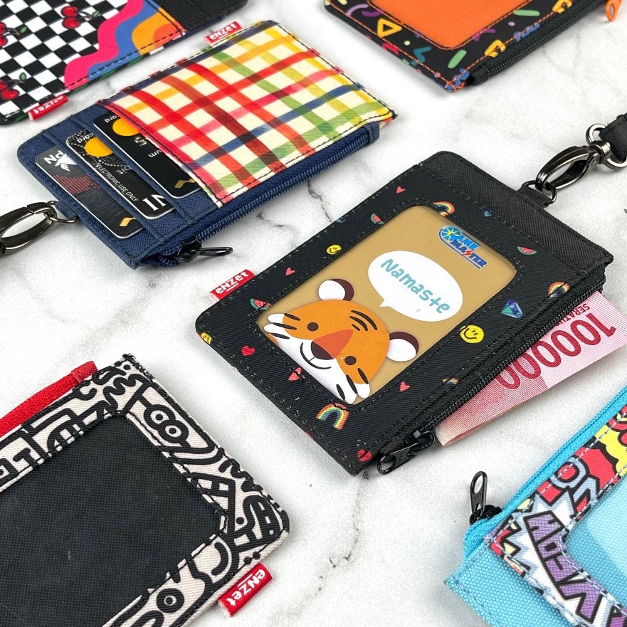 

HJ6 ID card holder hanging wallet name tag kartu zipper motif