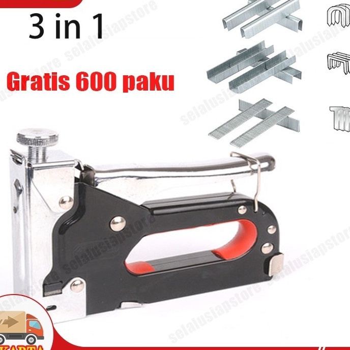 

KF7 Gratis 6 paku Staples Gun Tacker Mollar 3 in 1 Staple Jok Tembak Hekter 3 Way Dapat 3 jenis paku3 in 1 Staples Gun Tacker Mollar