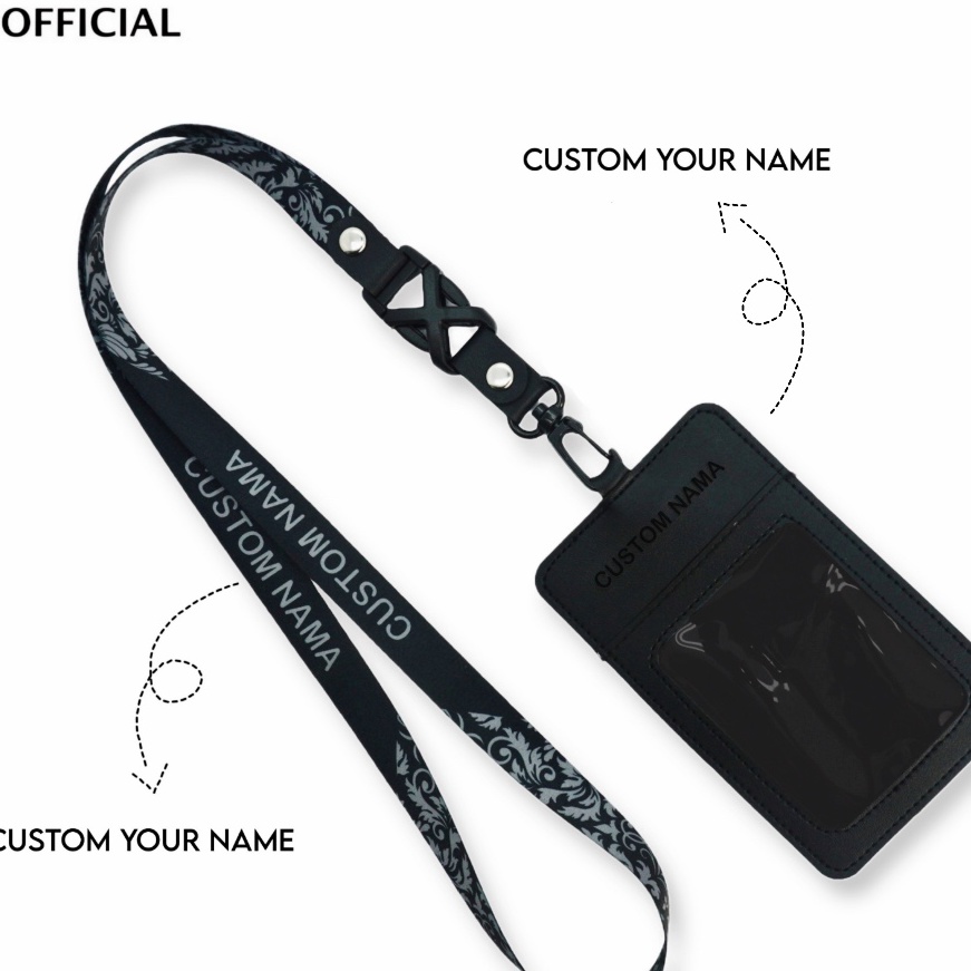 

Bonuskan Kulit Holder ID Card Custom Nama Grafir Leather BLACK