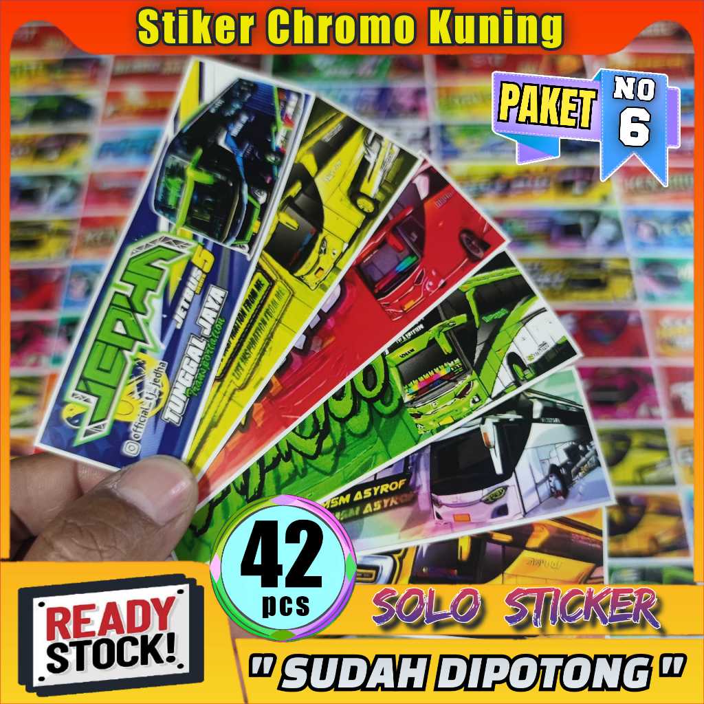 

Stiker Bus Panjang Isi 42pc Sticker Bis Bahan Chromo Glossy Anti Air SUDAH DIPOTONG