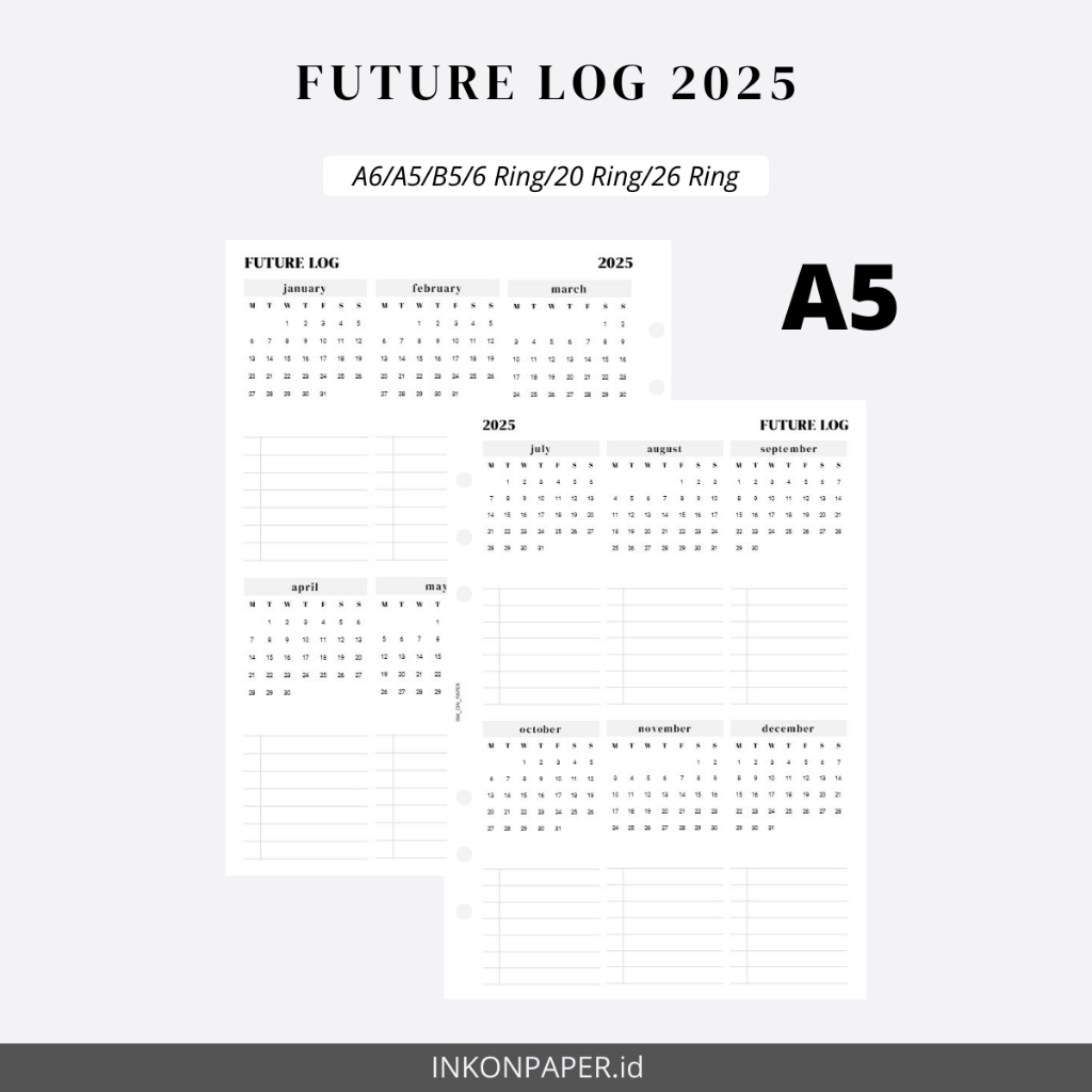 A5 - Planner 2025, Future Log, Bullet Journal, Yearly Planner 2025 by INK_ON_PAPER