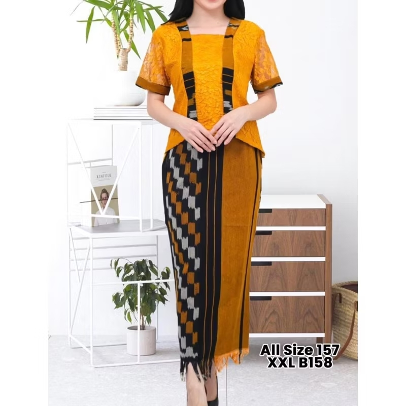 SETELAN ATASAN BROKAT ROK PANJANG, BAJU WISUDA KEBAYA TENUN