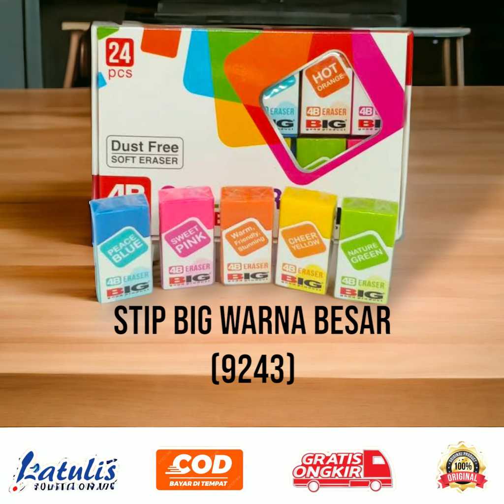 

24 Pcs BIG Penghapus / Eraser Pensil Warna Warni Colour Besar Dust Free ER-9243