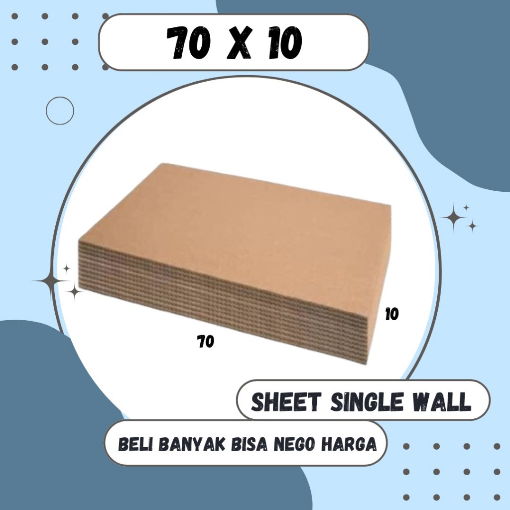 

Kardus Lembaran 70x10 / 60x10 / 50x10 / 40x10 Sheet Polos Single Wall Packing Karton Coklat Warna Packing