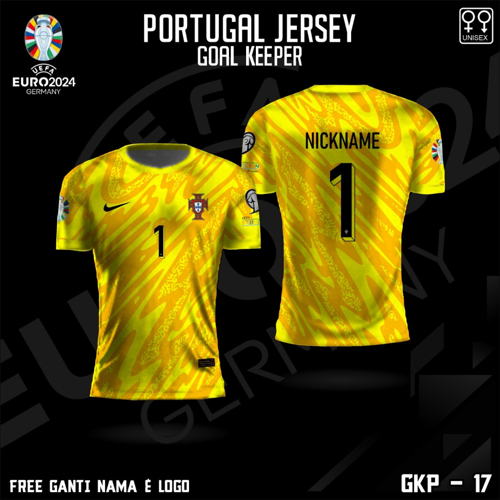 Jersey kaos sepak bola timnas kiper portugal baju piala eropa jerman 2024 dewasa lengan pendek