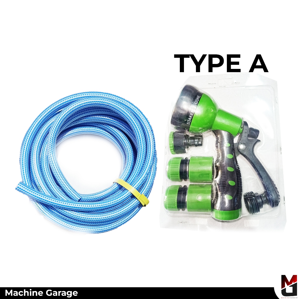 Selang Air 1/2inch biru Cuci Motor Paket Semprotan Selang Air 7 Fungsi dan Watergun Jet Spray Alat Cuci Mobil Siram