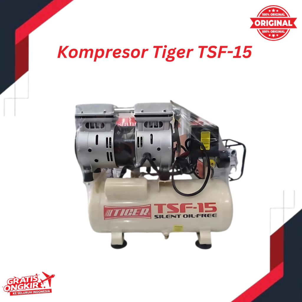 KOMPRESOR ANGIN LISTRIK SILENT/OILLESS TIGER TSF15 / Compressor Oilless TSF-15