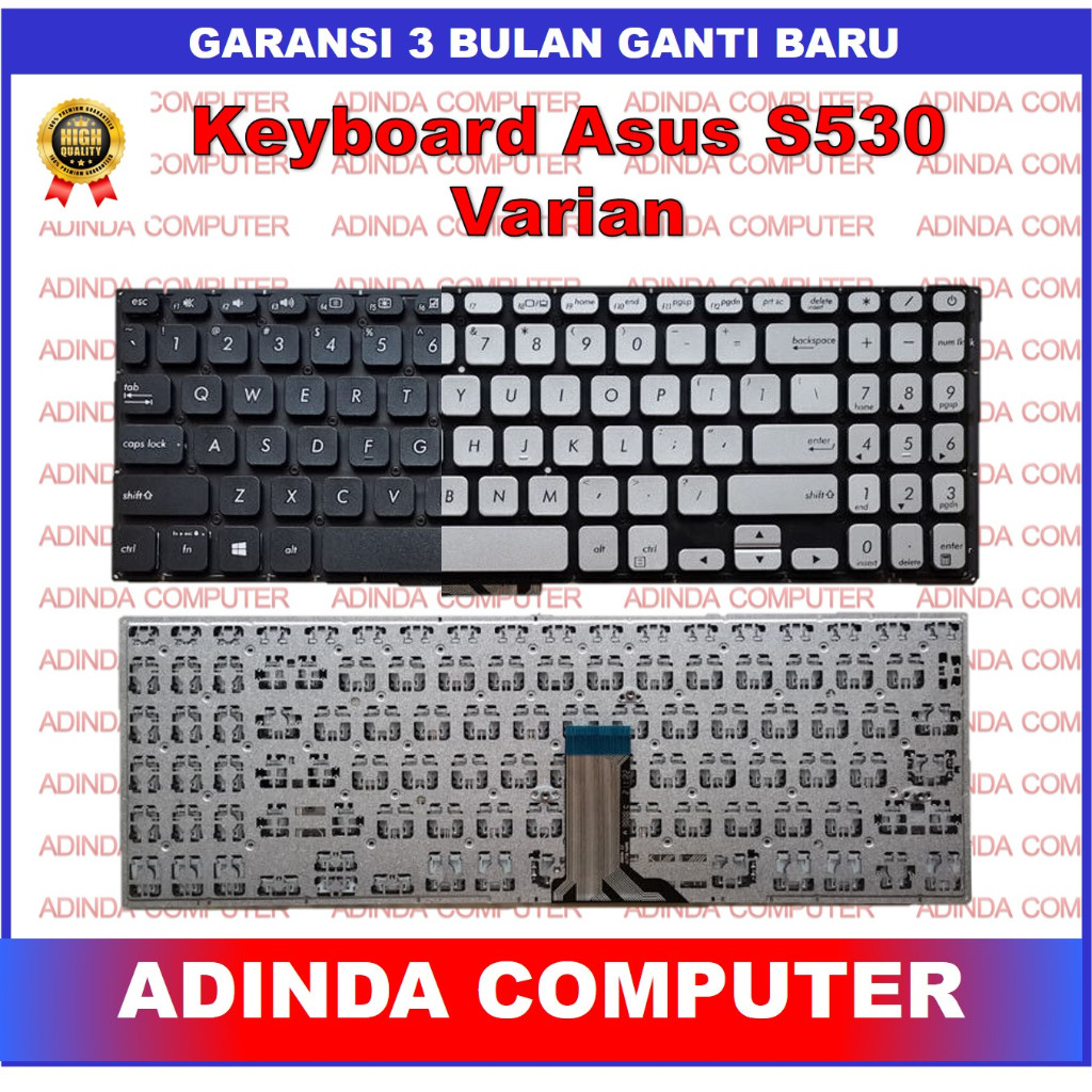 Keyboard Asus Vivobook S15 S530 S5300 S5300F S5300FN S5300U S5300UN S530F S530FA Y5100UN Black Silve