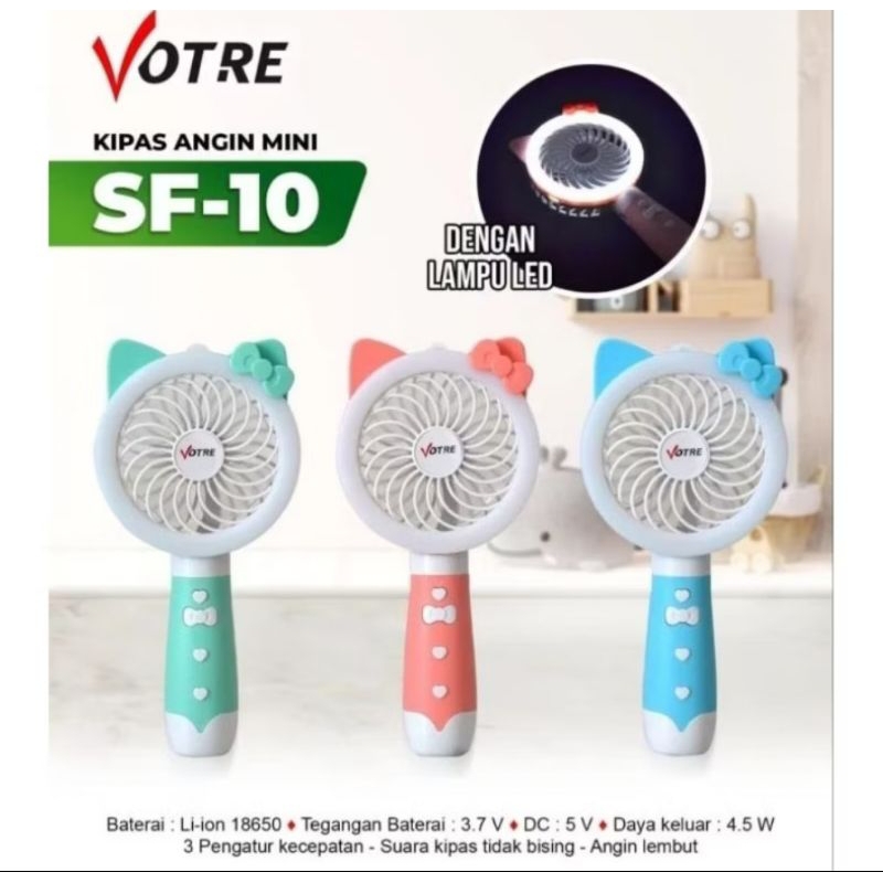 Kipas Angin mini Lampu LED Votre SF 10