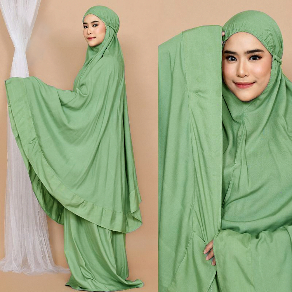 MUKENA JUMBO BALI DEWASA / MUKENA POLOS MOTIF / MUKENA 2in1 RAYON PREMIUM REMPEL RENDA DEWASA UKURAN