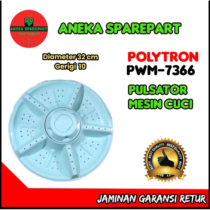 pulsator polytron,pulsator mesin cuci Polytron PWM 7366 DIAMETER 32CM AS GIGI 10Z