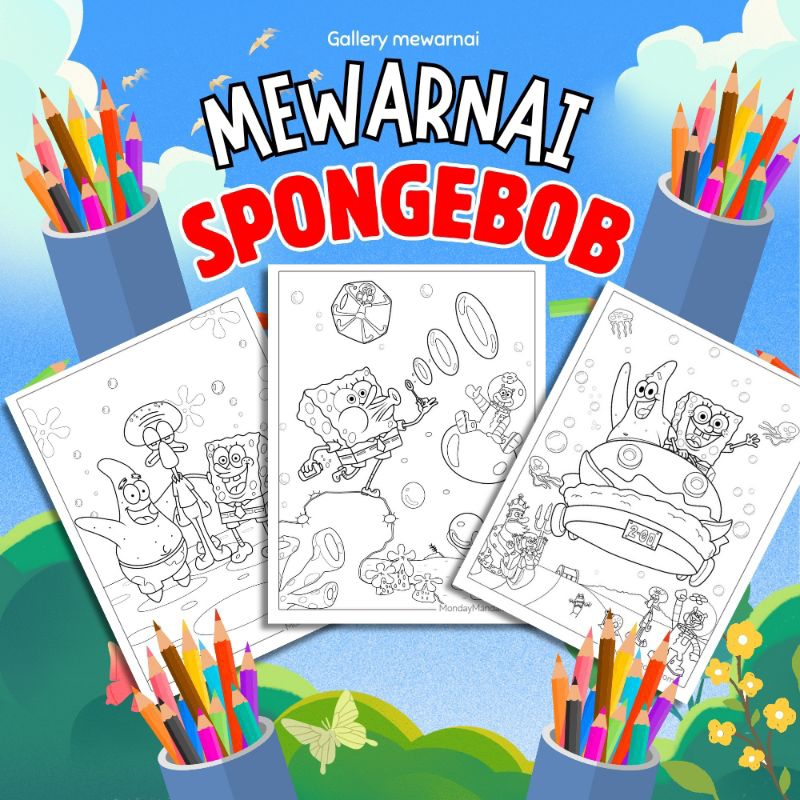 

kertas mewarnai A4 tema spongebob kertas kualitas sidu 75mm