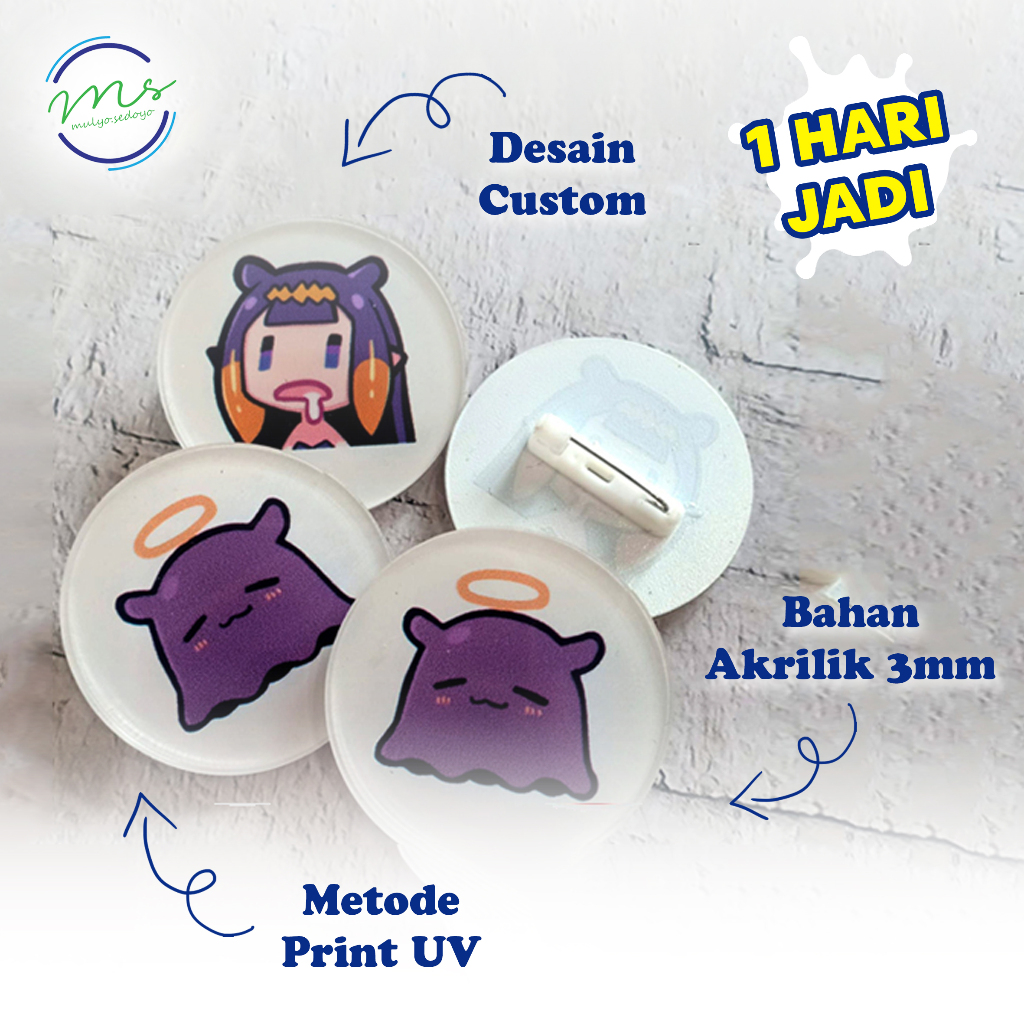 Pin Akrilik Custom | Bros Akrilik Peniti Custom Nama Logo I Pin Nama custom I Dekorasi Pin Topi Tas