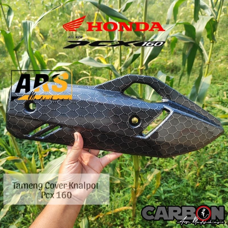 Tameng Cover Knalpot Muffler Pcx 160 Carbon WTP Motif Hexagonal