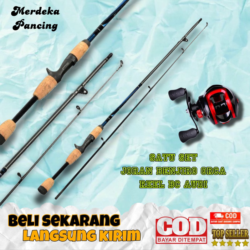satu set casting max drag 10kh joran sepaket carbon bc benjiro orca bahan carbon hollow 7-15lb