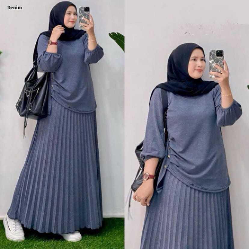 set rok knit import premium terbaru setelan knit wanita nagita set rok prisket muslimah setelan knit