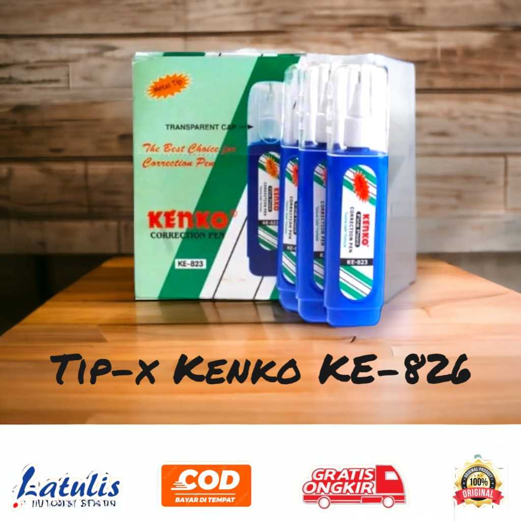 

Correction Pen Kenko Ke-823 Metal Tip / Tip-Ex Cair KE 823 Biru 1 Box isi 12 pcs