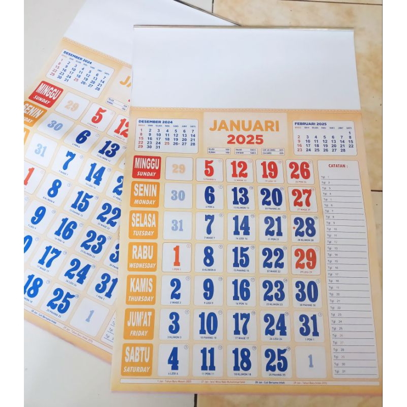 

Kalender Bulanan Ukuran JUMBO / Kalendar Dinding Besar Bulan Jumbo / Kalendar Kerja