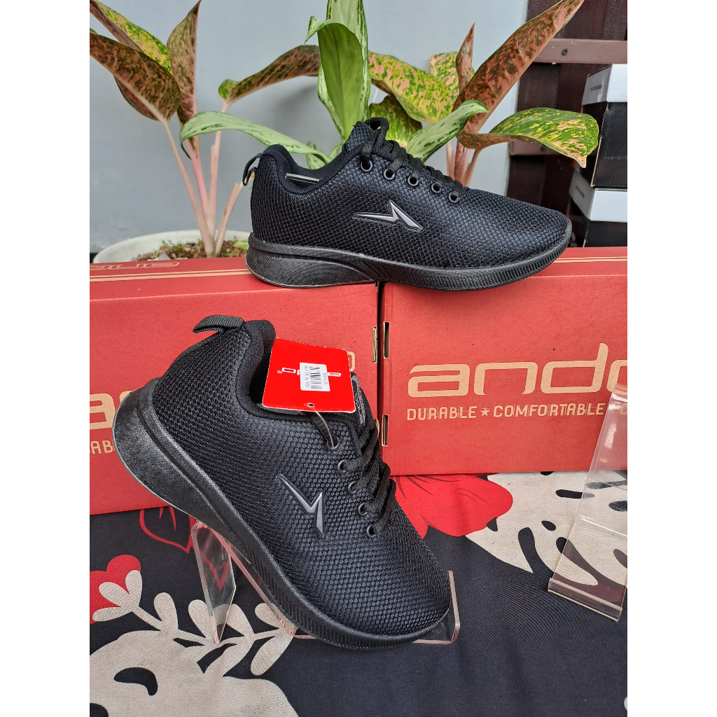 Sepatu ANDO 'SIP 35" sepatu tali pria  wanita hitam polos ANDO ORIGINALS