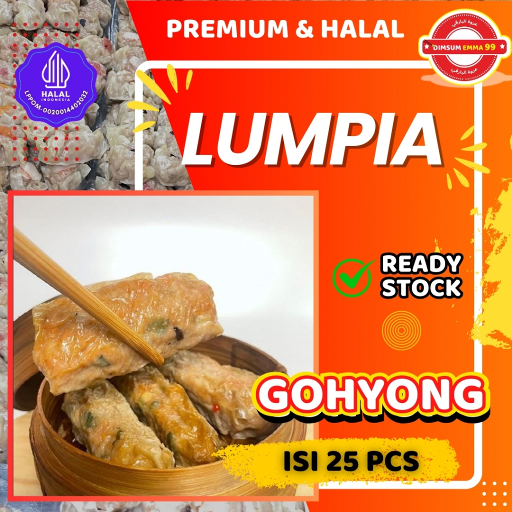 

Dimsum Lumpia Ayam Kekian Frozen isi 25 Free Saus Merah & Lada Hitam Halal
