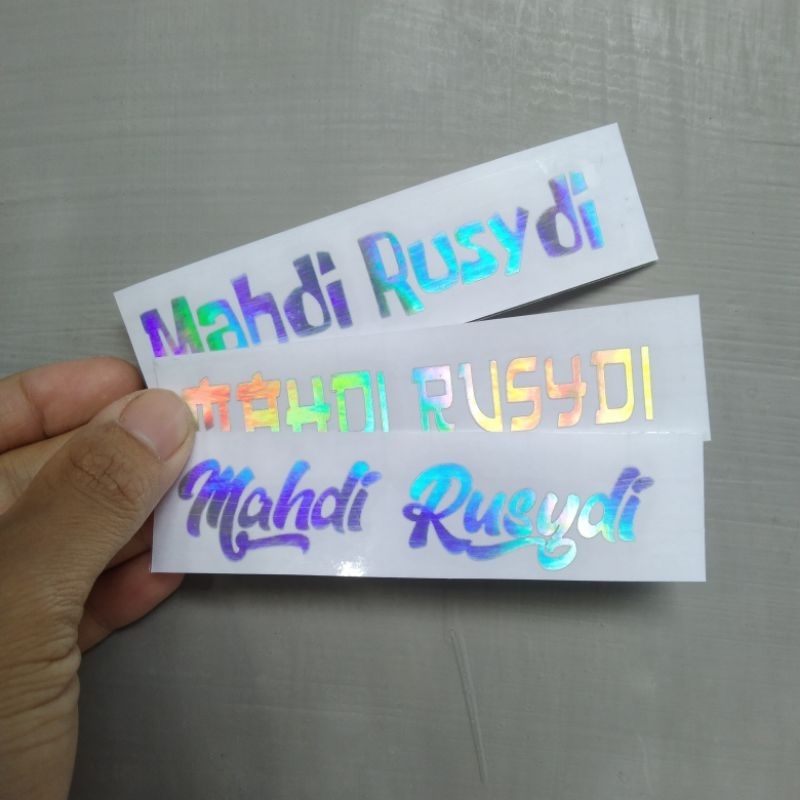 stiker cutting custom nama sendiri hologram