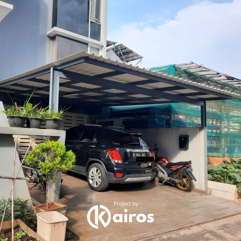 INSTALASI KANOPI BESI ATAP UPVC ALDERON TWINWALL