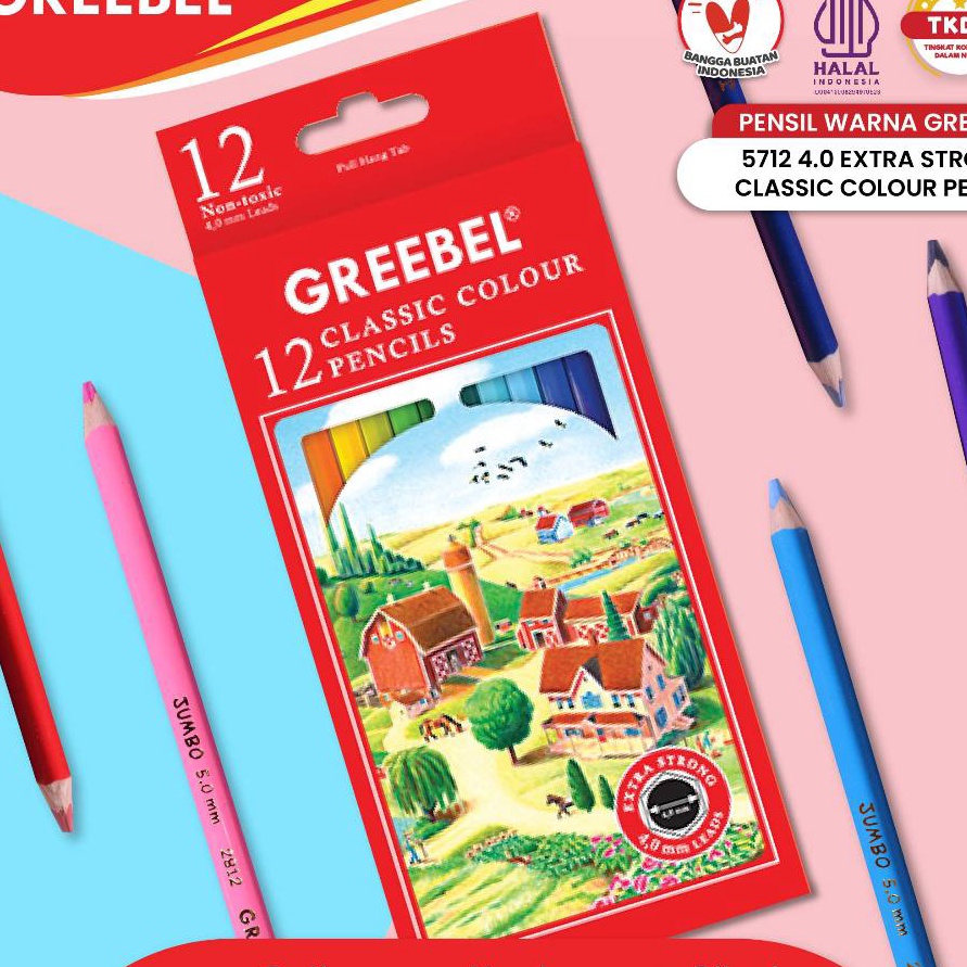 

KP8 GREEBEL Pensil Warna 5712 Classic Colour Pencils 12 Warna Coloring Pensil warna Greebel Pensil warna Aman untuk Anak Mewarnai