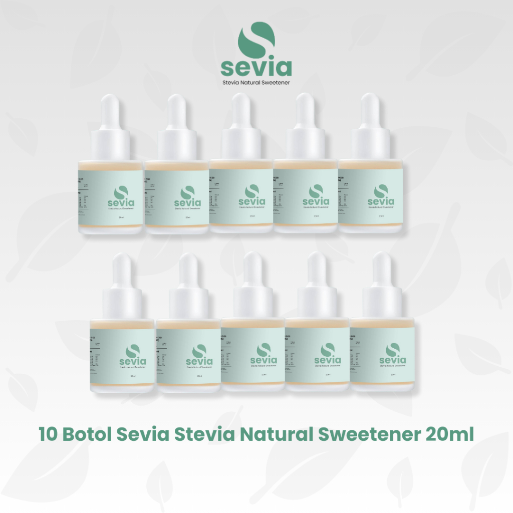 

10 Botol Sevia Stevia Natural Sweetener 20ml Pemanis Alami 0 Kalori Pengganti Gula dari Daun Stevia