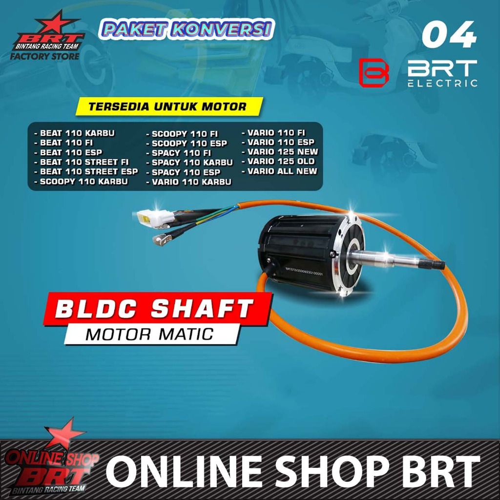 DINAMO BLDC BRT SHAFT 2KW 2000 Watt 72 Volt EV KONVERSI MOTOR LISTRIK MATIC BEAT SCOOPY SPACY VARIO 