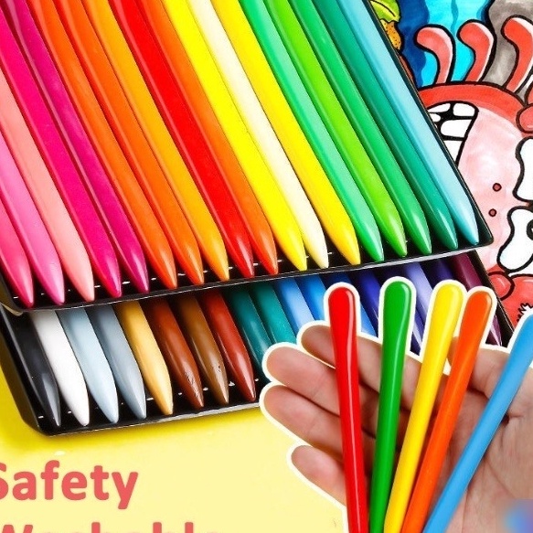 

Hot Crayon Non Toxic Anti kotor Crayon Triangular Crayon Lab Triangle Crayon Plastik Anti Kotor Tangan Crayon anti kotor
