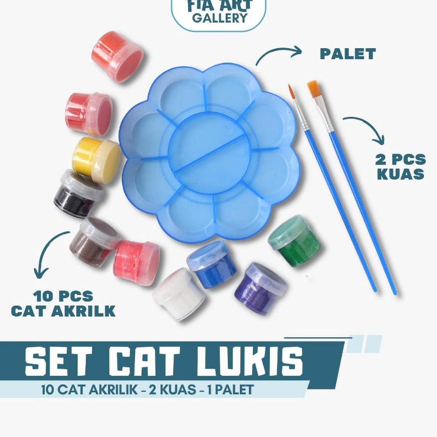 

Boom SET CAT LUKIS 1 Cat Akrilik 2 Kuas 1 Palet Lengkap Untuk Melukis