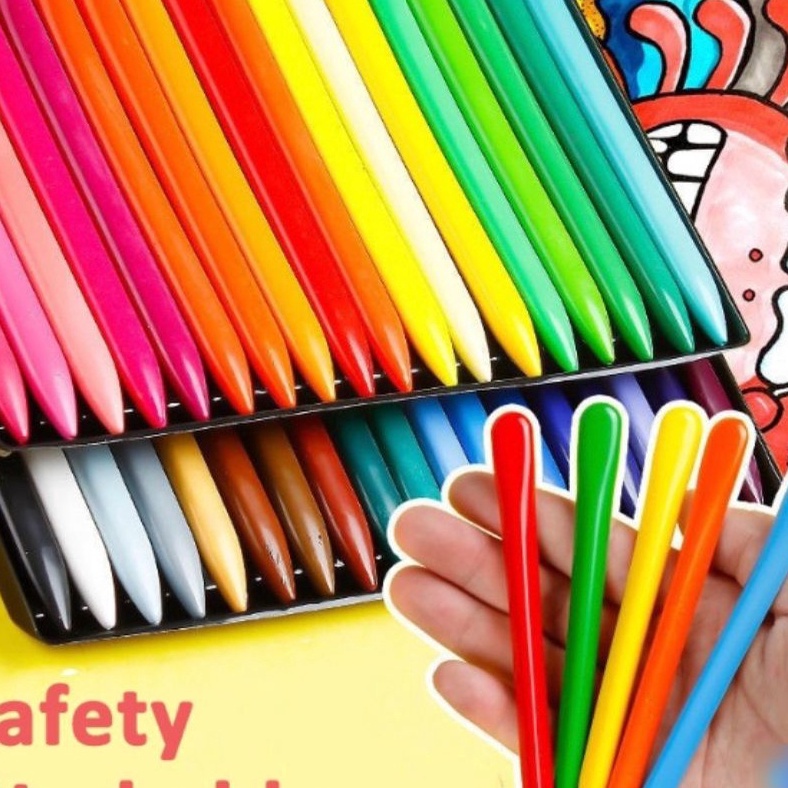 

Unggul HM92 Crayon Lab Triangle Crayon Lab Non Toxic Krayon Triangular Crayon Plastik Anti Kotor Tangan
