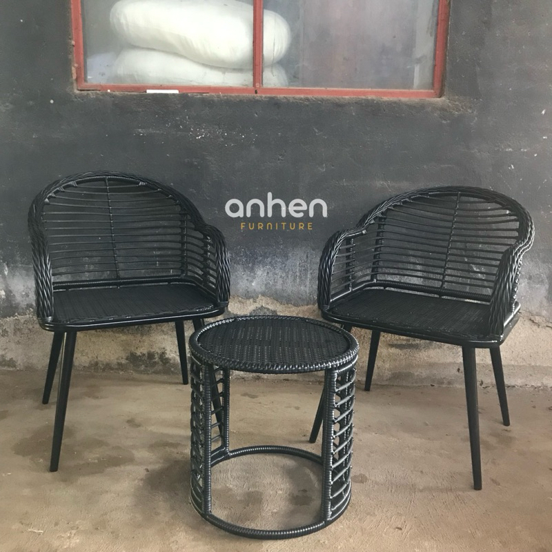 Set Kursi Teras Rotan Sintetis / Kursi Outdoor Rotan Sintetis / Kursi Cafe Rotan Sintetis Premium