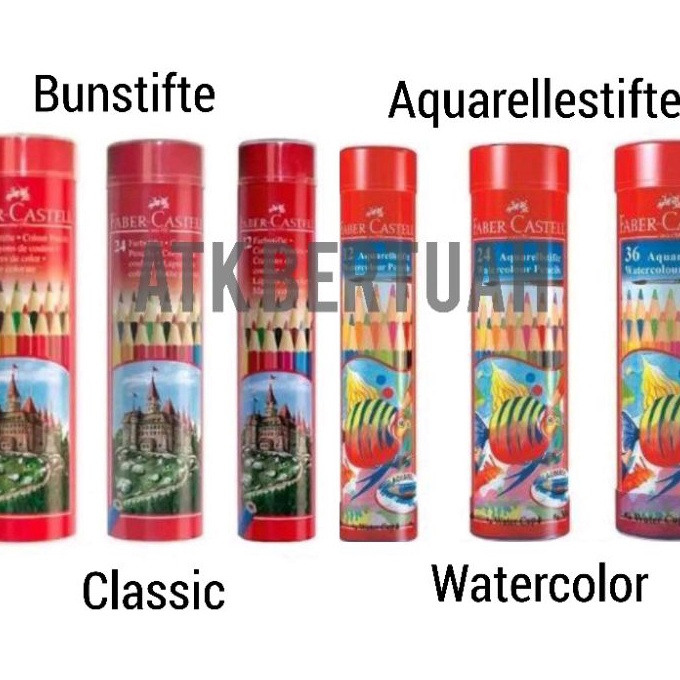 

Promo FABER CASTELL ROUND TIN CLASSIC WATER COLOR PENCIL PENSIL WARNA TABUNG KALENG BULAT SET 12 24 36
