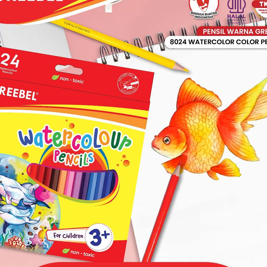 

Diskon GREEBEL Pensil Warna 824 Watercolor 24 Warna Coloring Pensil warna Greebel Pensil warna Aman untuk Anak Mewarnai
