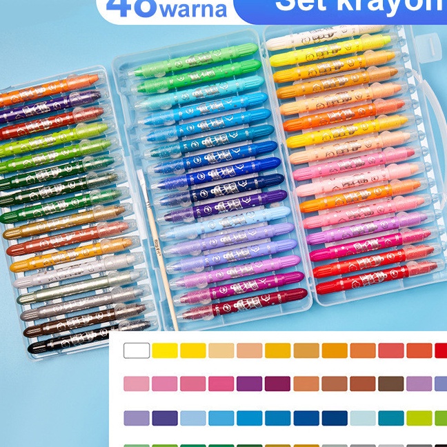 

Terkini COD Grasp Crayon Set 48 Warna Silky Crayon Water Soluble Crayons Krayon Licin Grasp