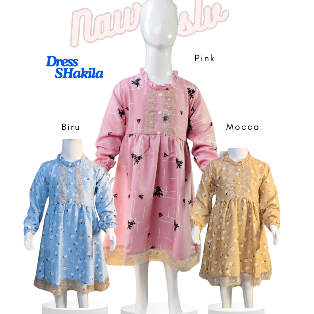 Dress midi anak perempuan usia 1 sampai 6 tahun shakila motif bunga