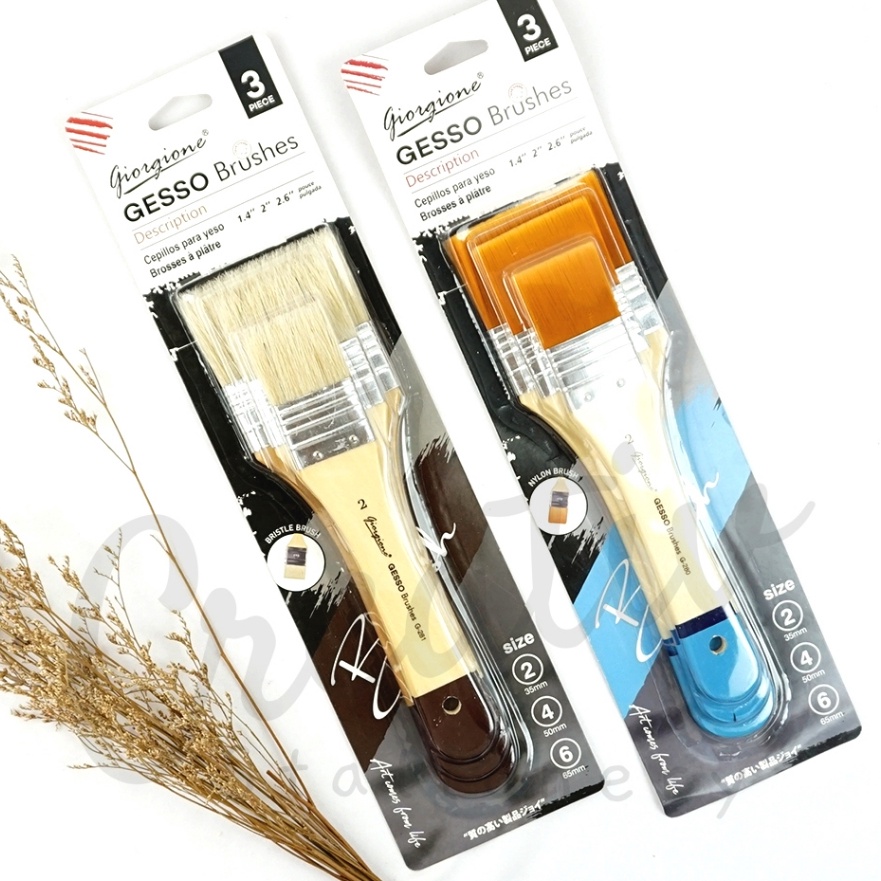 

HJ6 GIORGIONE Gesso Brush SIKAt Minyak Oil Paint SIKAt Scrubbing 3Pcs Set Nylon Bristle G28 G281