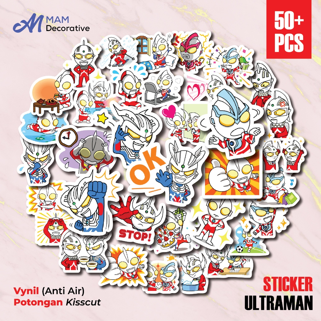 

50 PCS STIKER ULTRAMAN | Vinyl Waterproof | Stiker Helm Buku Journal Casing HP Laptop