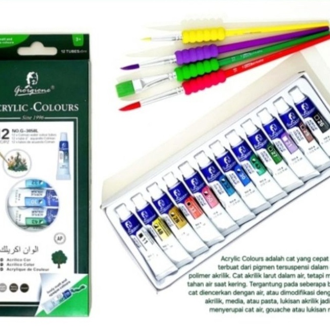 

Khusus Vtec Acrylic giorgione acrylic set 12warna 6ml Cat lukis akrilik VTECgiorgione Cat Acrylic colour paint set 12 warna 6ml