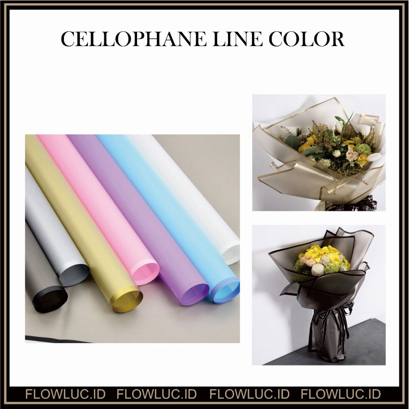 

(5 Pcs) Flower Wrapping Paper Transparent Color Frame Cellophane Kertas Buket Bunga List Warna