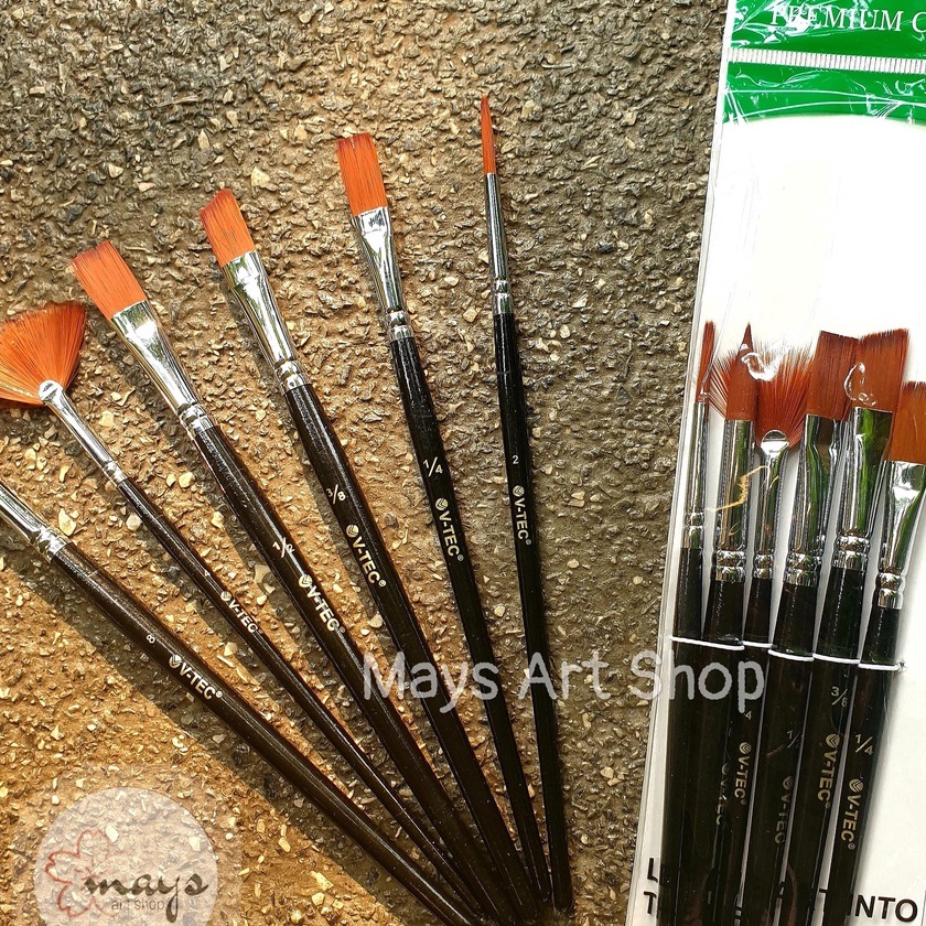 KP8 Kuas Lukis Set Isi 6 VTec A17 Premium Quality Brush  VTEC Artist Brush Kipas Fan Flat Round Lanc