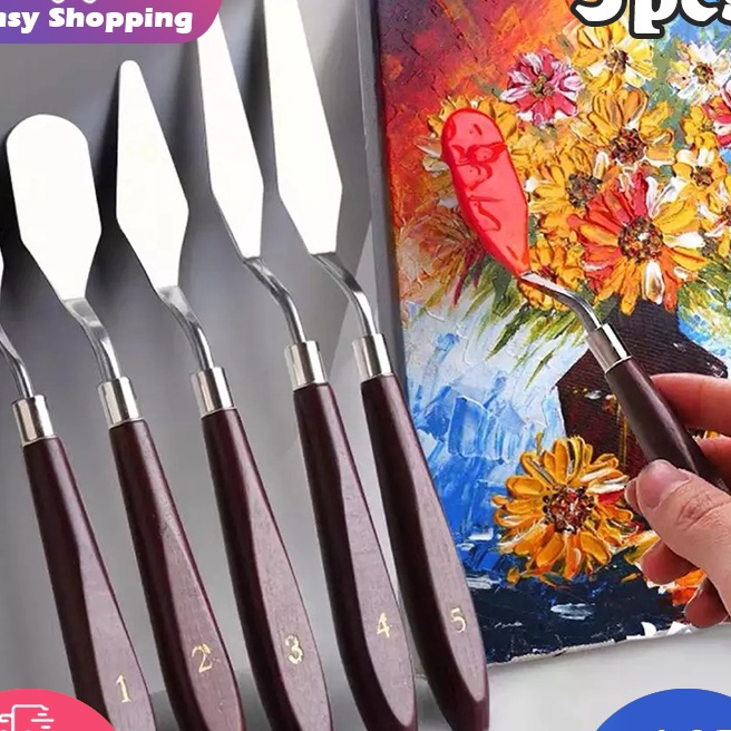 

Ekstra 5PCS Pisau Palet Besi tahan karatPisau Palet LukisSpatula Dekorasi Kue Lukis Ukir Palette Knife