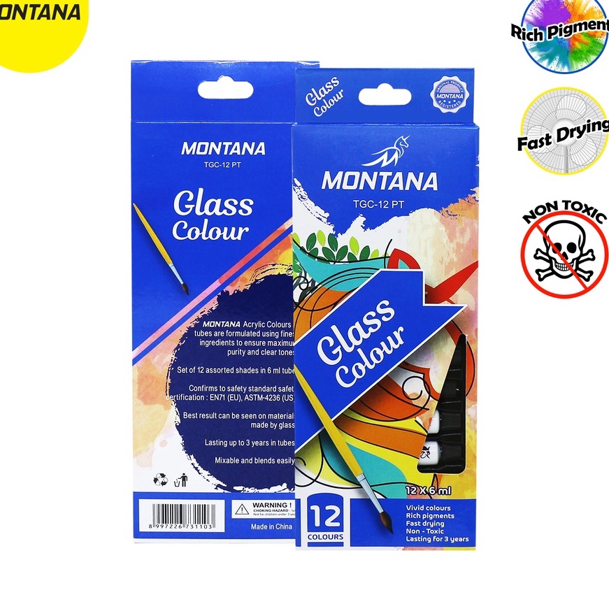 

KI3 Montana GlassColor 12 Warna Cat Akrilik Montana TGC12 PT GlassColor Tube