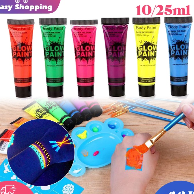

KF7 6pcs Body Face Painting Glow In The Dark 25ml Cat Wajah Painting Uv Face Paint Face Painting Neon Nht Fluorescent