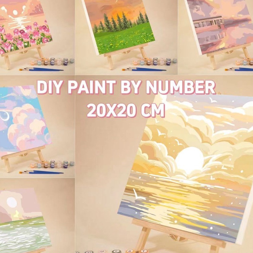 

Premium DIY Paint By Number 2CM Kit 1 Set Kanvas Lukis Nature Bunga Series DIY Paint By Number With Frame
