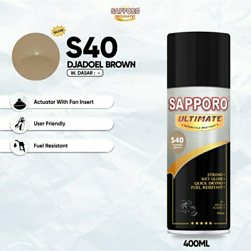 #MAU# Cat Semprot Sapporo Ultimate S40 Djadoel Brown 400ml Coklat Jadul Solid Cat Spray Duco Sapporo
