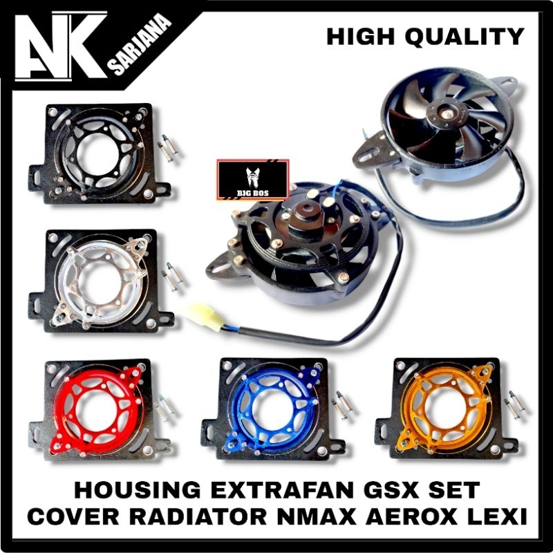 HOUSING EXTRAFAN COVER OTOM KIPAS RADIATOR EXTRA FAN GSX SET COVER RADIATOR NMAX AEROX LEXI CNC