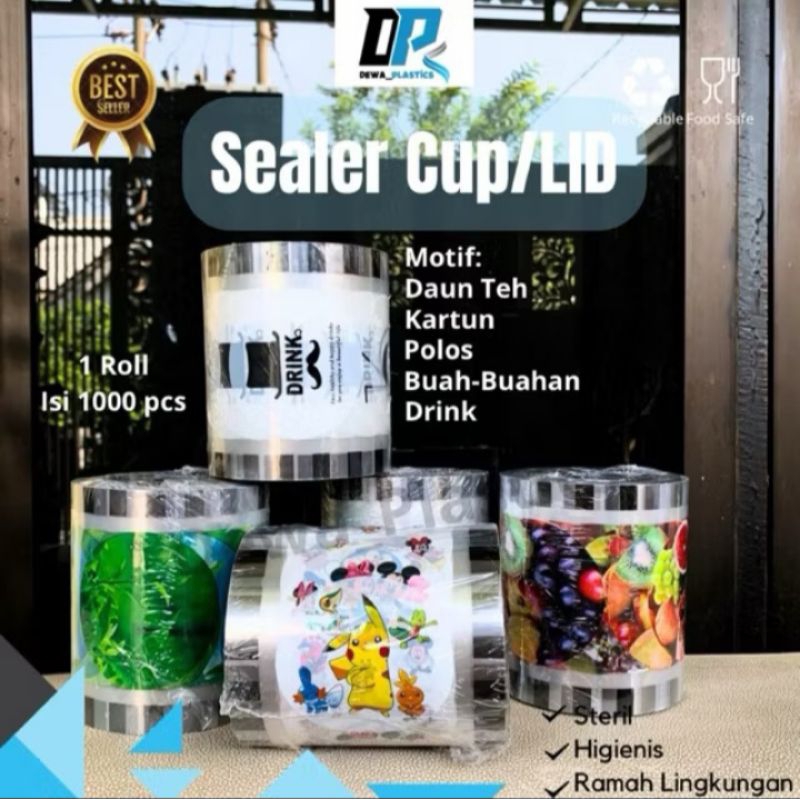 PLASTIK LID CUP SEALER CUP MOTIF / POLOS / LID CUP SEALER MOTIF DAUN TEH / KARTUN / BUAH-BUAHAN / LI